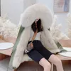 Autumn / winter women's wools Fox simulation hair women warm soft button Fur Jacket Plush pocket casual Teddy coat