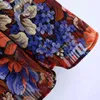 Women Vintage Floral Print Chiffon Mini Dress Female Stand Collar Bow Tie Lantern Sleeve Clothes Casual Lady Loose Vestido D6850 210430