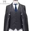 Giacche + Pantaloni + Gilet Abito doppiopetto uomo 2018 Abito a righe verticali slim fit Uomo Abito da sposa di lusso Blazer Abiti Uomo X0909