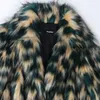 Nerazzurri Wielobarwny Faux Fur Coat Kobiety Kropla Ramię Lapel Zima Kolorowe Miękkie Ciepłe Włocha Faux Fur Kurtka Zimowe Odzież 211018