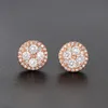 Mode unisexe 18 carats jaune blanc Rose plaqué or complet CZ boucles d'oreilles rondes pour hommes femmes beau cadeau