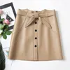 Skirts Womens Genuine Leather Skirt Women Natural Real Sheepskin Office Ladies High Waist Elegant Mini Short A-Line Work Wear