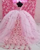 Luxury Quinceanera Dress Flowers Off Shoulder Light Blue Pink Princess Girl Prom Dress Appliques Vestidos De Xv Años