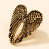 Fashion Angel Wings Ring Punk Biker Bijoux Antique Or Couleur Or Vintage Strass Anneaux pour hommes Femmes