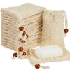 Sacos de sabonete esfoliante - Bolsa de sabonete de sisal natural com cordão para espuma, sabonetes de secagem, esfoliação, banho de chuveiro de massagem