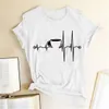 HeartBeat EKG T-shirts Kvinnor Koppar Tryckt Kortärmad Tshirts Harajuku Ulzzang Tumblr Grafisk Tees Shirt Femme Hot 2020 Kläder X0628