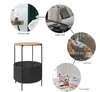 Bedroom Furniture Round Side Table with Storage Basket Small End Nightstand Fabric for Living Room Bedroom Home Office