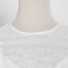 白い刺繍ロングドレス女性oネック半袖ハイウエストパッチワークレースフリルエレガントドレス女性210520