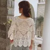 Coreano verão oco out lace crochet camisa mulheres manga curta sunscreen senhora tops moda solta mulheres blusa blusa 14127 210512