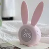 Портативный милый кролик фигура цифровой будильник с светодиодным звуком ночной свет аккумуляторный стол настенные часы для украшения дома 2111112