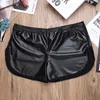 Onderbroek Heren Lingerie Wetlook Faux Leather Ondergoed Sport Boxer Shorts Met Achterzak Latex Broek Gay Slipje Pole Dance