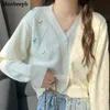 Kadın Hoodies Tişörtü Monbeeph Moda Kadınlar Için Ince Uzun Kollu Bahar Ceket Tek Göğüslü Örme Kumaş Derin V Boyun Ceket