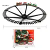 Julelektrisk järnvägsbiltåg Toys Christmas Tree Decoration Train Track Frame Railway Car with Soundlight Christmas Gifts L240116