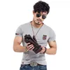 Bandeira bordada T Camisetas Roupa de desenhista de homens Vintage militar O pescoço Tshirts Slim Fit Tops Forma Forma Britânica Tshirt 210324