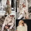 Mulheres Vintage Poliéster Pérolas Moda Senhoras Grosso Camisa Manta Casaco Feminino Streetwear Meninas Elegantes Meninas Oversize Chique Chique 211014