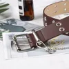 Punk Style Metal Buckle Regulowane Podwójne Wydepy Pas Belt Dżinsy Moda Paski łańcuchowe