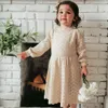 가을과 겨울 소녀의 드레스를위한 스타일 어린이 중공 긴팔 니트 모직 드레스 210515