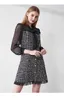 Höst Vinter Vintage Klänningar Koreanska Kvinnor Elegant Mesh Patchwork Tweed Dress Party Långärmad Runway Vestidos 210519