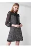 Herfst Winter Vintage Jurken Koreaanse Vrouwen Elegant Mesh Patchwork Tweed Jurk Party Lange Mouwen Runway Vestidos 210519