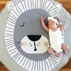 Nordic Style Cartoon Animals Lion Face Quilted Play Mats Carpet Rug Kids Bed Room Decor Po Props 210724