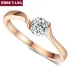 Wedding Ring For Women Concise 4mm Round Cut Cubic Zirconia Rose Gold Color Engagement Fashion Jewelry ZYR239 ZYR422