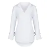 Topy z długimi rękawami swobodny lapa czysta bluzka plus biała koszula bluzki kobiety 210323