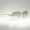 2022 Fabriks Partihandel Vintage Diamond Cut Solglasögon Män Ny Oversized Gafas Retro Metall Skuggar Kvinnor Glasögon för Outdoor Rimless Glasses