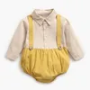 Jumpsuits One-piece Solid Color Children Romper Boys Girls Baby Spring And Autumn Long-sleeved Born Clothes Korean
