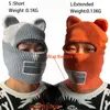 Bear Ears Balaclava Ladies 1 Hole Ski Mask Handmade virkning full ansikte Wooly Hat Söt flicka vinter streetwear varm mössa 220107