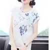 夏の女性用Tシャツトップ95％コットンルーズショートスリーブTシャツ女性ホワイト刺繍Tシャツ基本的な大きさM 210317