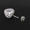 Real 925 sterling silver belly button ring women fine heart body piercing jewelry S925 6 8 10 mm navel bar zircon stones