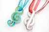 6 Color Handmade Murano Lampwork Glass Musical Notation Pendant Necklace For Women Gift