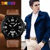 SKMEI Fashion Mens Klockor Top Märke Luxury Watch Män Läderrem 3Bar Vattentät Quartz Armbandsur Relogio Masculino 9115 Q0524