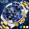 Lige mode heren horloges top merk luxe alle stalen sport horloge voor mannen waterdichte quartz klok relogio masculino + doos 210527