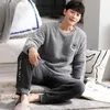 Pajamas Sets for Men Winter Flannel Sleepwear Suit Thick Warm Coral Fleece Pajama Casual Patchwork Cartoon Pijama Home Wear 210928