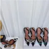 scarpe Sandali con bottoni Tacchi alti Strass trasparenti sole appuntito Donna trapano Pantofole di perle Sandalo di vetro colorato Donna 34-42