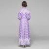 spring Women Designer Dress Runway Long Sleeve dot Print Maxi Female Casual Party 210531