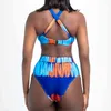 Hoge taille Afrikaanse stijl bikini set sexy badpak vrouwen push up badmode braziliaanse badpak beachwear zwemmen 210520