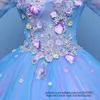 Quinceanera Sukienki 2021 Sexy Bateau Długi rękaw Princess Aplikacje Kwiaty Party Prom Formalna Lace Up Tulle Ball Suknia Vestidos DE 15 Anos Q47