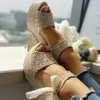 INS Lace Leisure Women Wedges Heeled Shoes Summer Sandals Party Platform High Heels Woman 210619