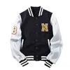 Aankomst koop honkbal uniforme jas fleece katoenen letter preppy stijl single breasted bomber jas merk kleding mannen 210928