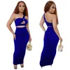 Mode solide zweiteilige Kleid Set Bulk Sexy Perspektive aushöhlen eine Schulter Kleider Frauen Kleidung Party Abend Clubkleid k7403