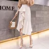 Skirts Nomikuma Ruffle Patchwork Irregular Women Solid Color High Waist A Line Skirt Office Ladies Korean Elegant Faldas Mujer