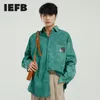 IEFB Men's Clothing Spring Korean Fashion Label Zipper Pockets Design Long Sleeve Shirts Oversized Blouse Male 9Y5396 210524