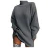 Женские свитера зима высокого шеи свитер женщин ребристый с длинным рукавом свободный пуловер винтажный солидный новинка вытащить à Col Rouleé 2021