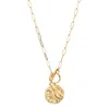 18K Gold Moon Star Lion Evil Eye Pendant Necklace Medallion Oval Link Chian Choker Layering Jewery for Women Girls