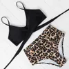 OMKAGI Bademode Frauen Solide Bikini Set Sexy Bandage Badeanzug Druck Damen Badeanzüge Hohe Taille S Leopard 210621