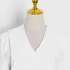 White Patchwork Chain Dress For Women V Neck Puff Long Sleeve High Waist Irregular Hem Dresses Female Spring 210520