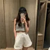 Losse letter print trekkoord leisure hip-hop shorts vrouwen zomer casual dagelijks alles matchen jogger sweatpants pocket wide been korte 210619