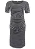 Sukienki macierzyńskie Side Side Ruched Ubrania Bodycon Dress Mama Casual Krótki Rękaw Wrap Odzież damska Plus Rozmiar 1555 B3